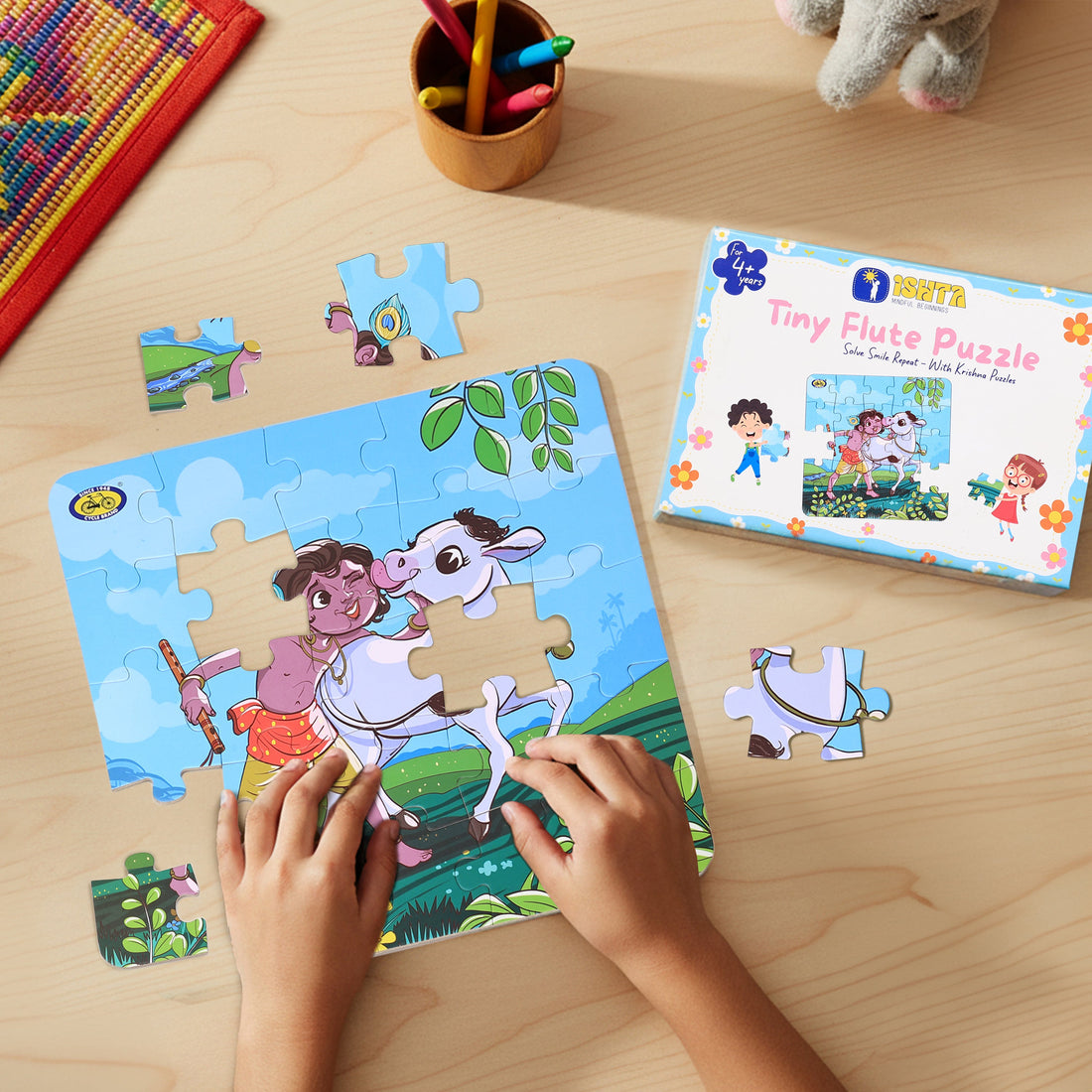 Kids Jigsaw Puzzle - Krishna with Cow | Fun, Focus & Devotion | Tiny Flute Puzzle