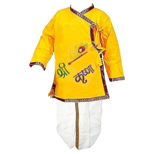 Krishana Outfit Yellow Kurta with White Dhoti for Janmasthmi