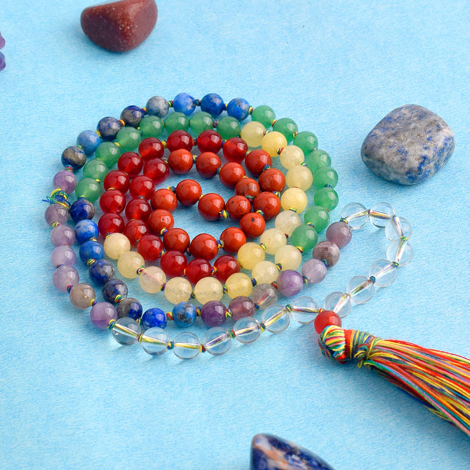 108 Beads 7 Chakra Jaap Mala for Chakra Healing