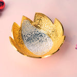 Decorative Embossed Sliver Golden Lotus Bowl