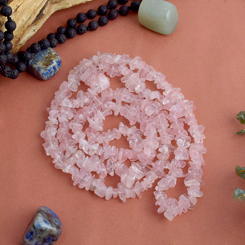 ROSE QUARTZ Crystal Chip Necklace| One of a Kind| – Honorooroo Lifestyle