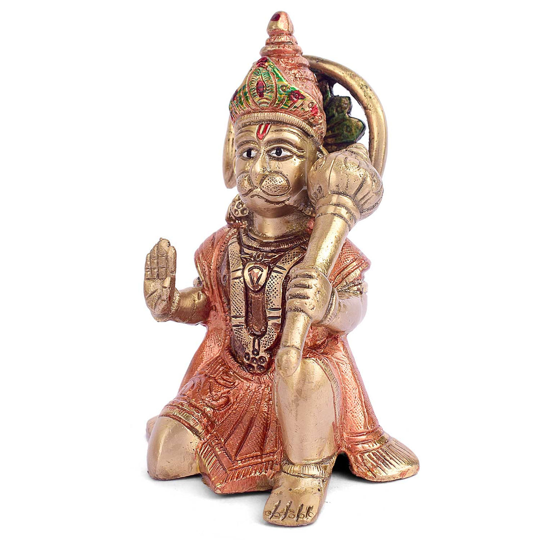 8.7 Inch Brass Colored Hanuman Idol