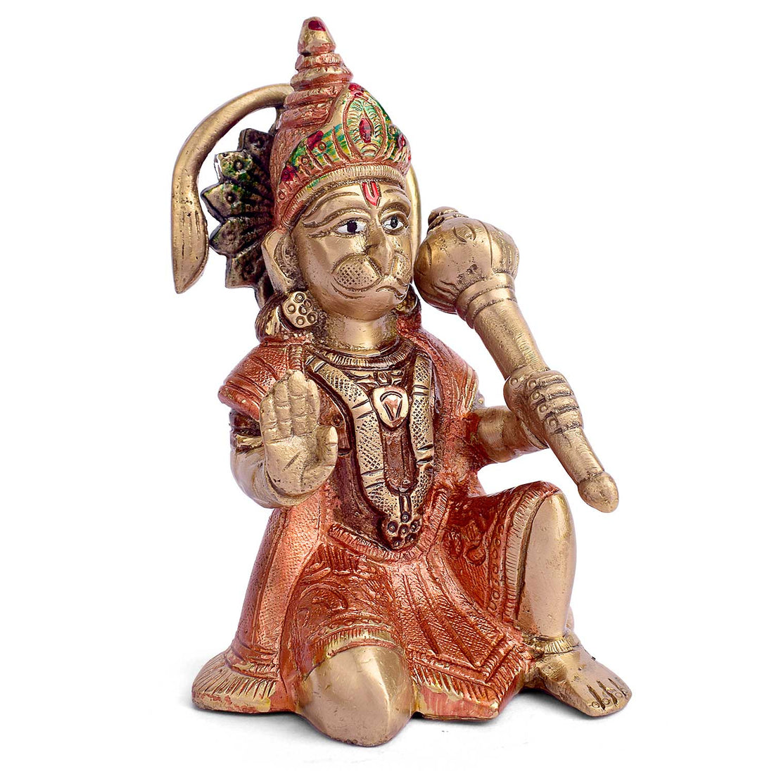 8.7 Inch Brass Colored Hanuman Idol