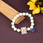 Butterfly Green & White Shade Bracelet with Jai Guruji Swaroop Handmade Bracelets