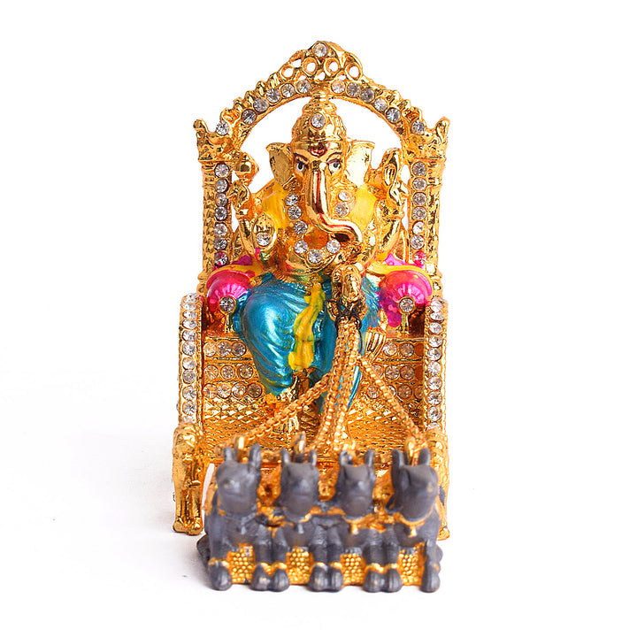 Metal Ganpati on Rath Statue Puja Store Online Pooja Items Online Puja Samagri Pooja Store near me www.satvikstore.in