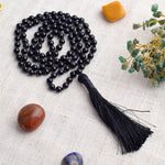 108 Beads Black Onyx Crystal Jaap Mala for Protection & Focus