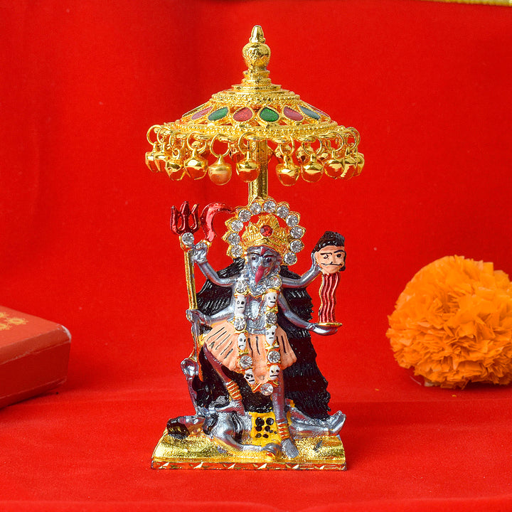 Goddess Kaali with Chatra Idol Puja Store Online Pooja Items Online Puja Samagri Pooja Store near me www.satvikstore.in