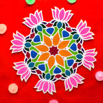 1 PCS Reusable MDF Elegant Rangoli Creations with Wooden Mats