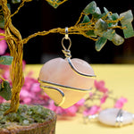 Rose Quartz Pendant Heart Wire Wrapped Crystal Stone Pendant