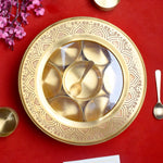 Premium Brass Pooja Samagridaan Set - 7 Containers with Spoon and Glass Lid