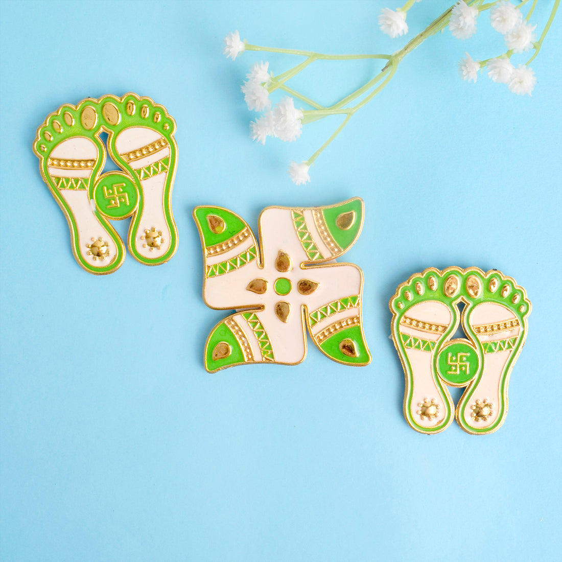 Joyful Lights Green and White Stickers set of 3