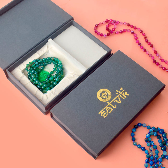 Premium Hakik Jap Mala Green aventurine