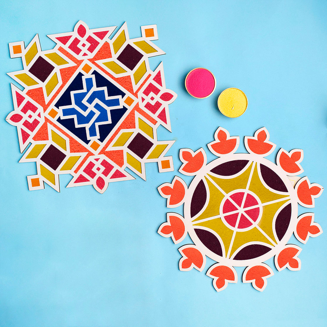 2 Pc Rangoli Pallets for Expressive Designs with Rangoli Colors
