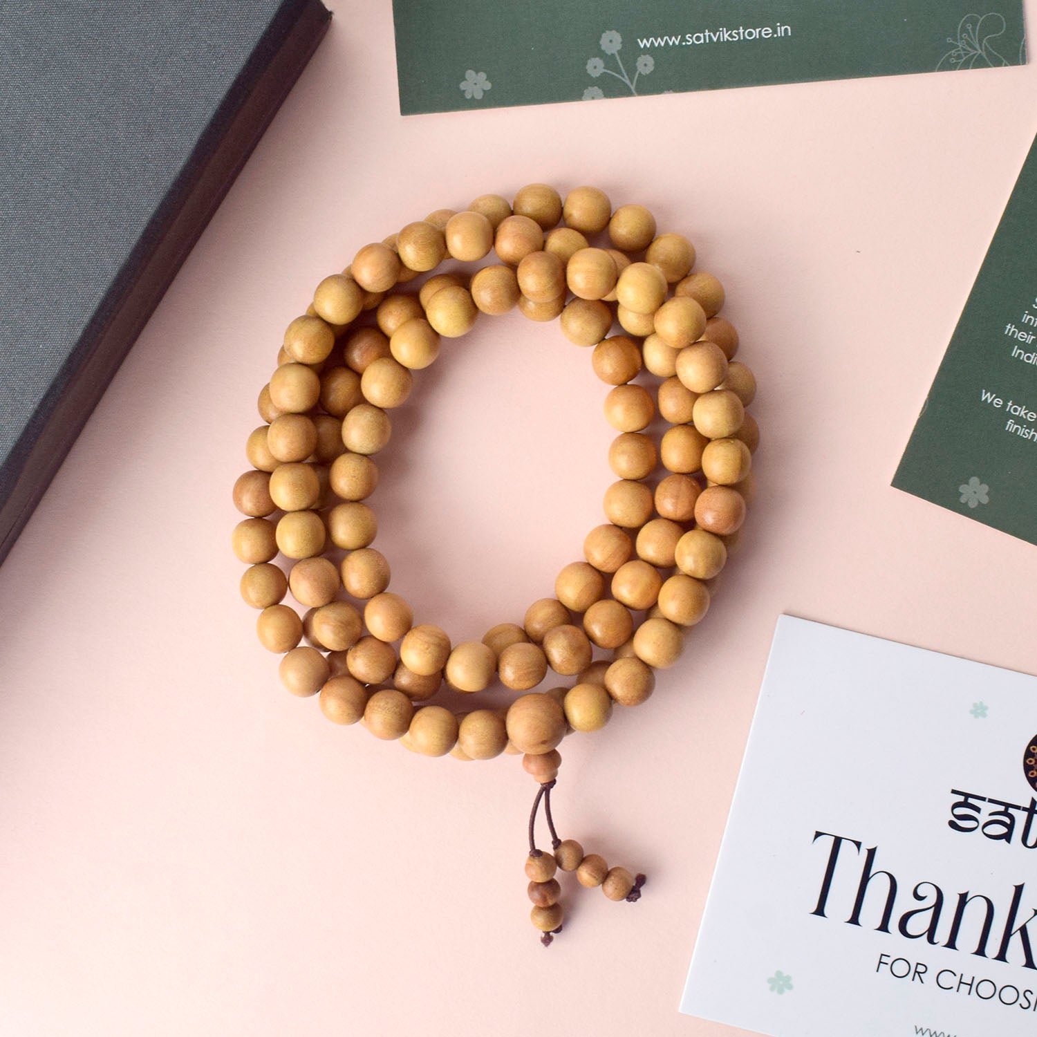 Original Authentic Mysore White Sandalwood Chandan Jap Mala for Pooja and Meditation