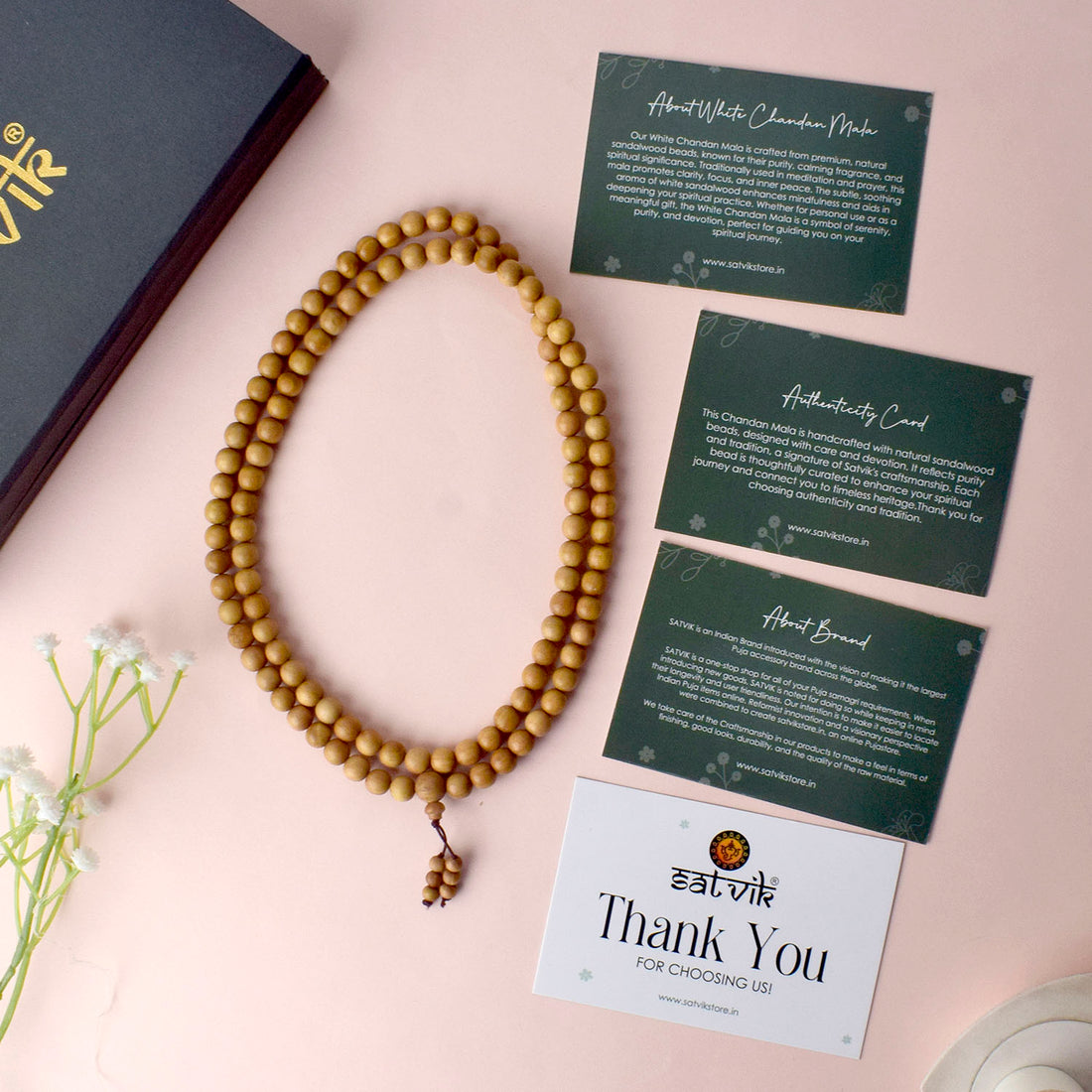 Certified 18mm 100% Original Authentic Mysore White Sandalwood (Chandan) Jap Mala