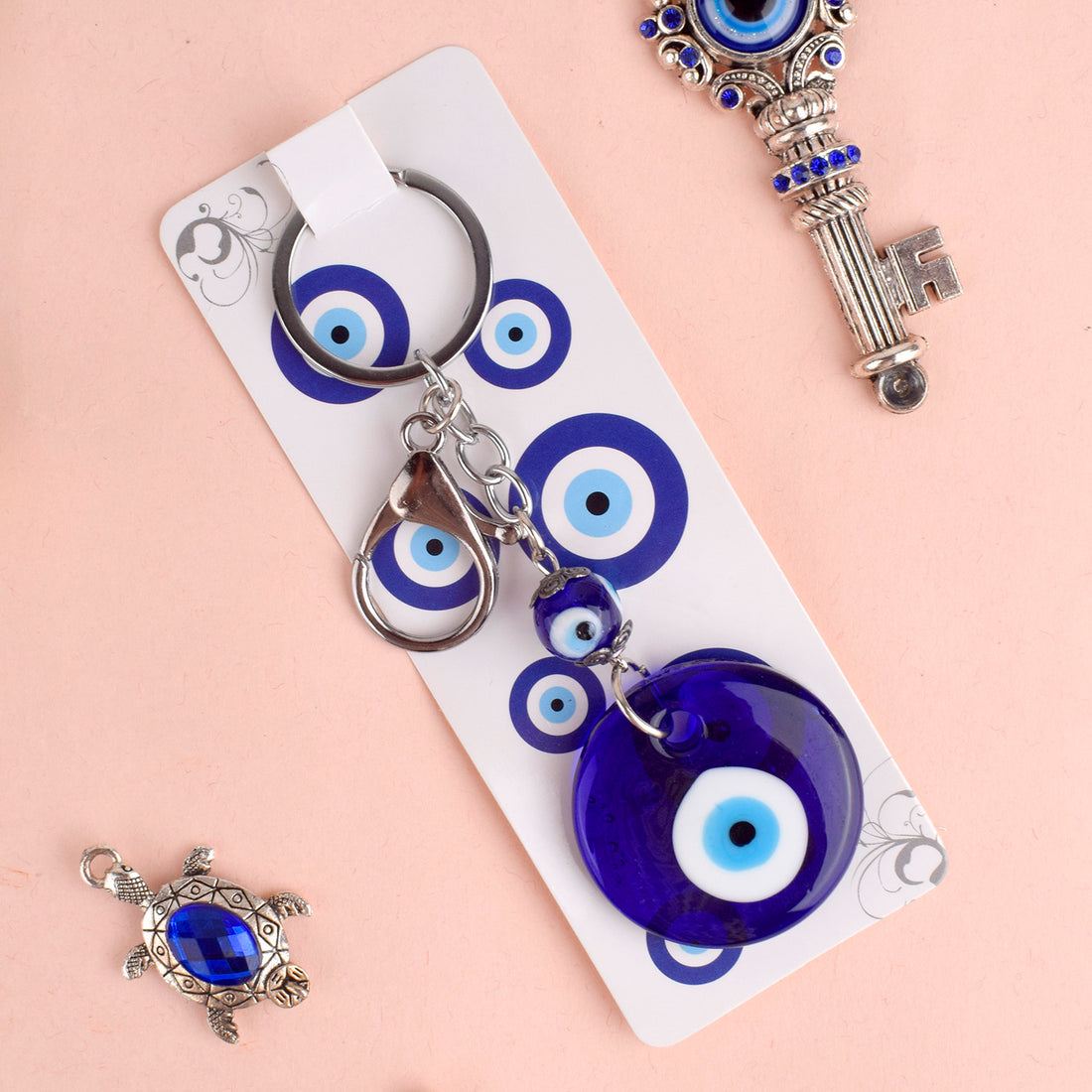 Metal Blue Evil Eye Keychain for Keys and Bags – Perfect Gift