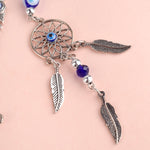 Blue Evil Eye Hamsa Leaf Dream Catcher Keychain