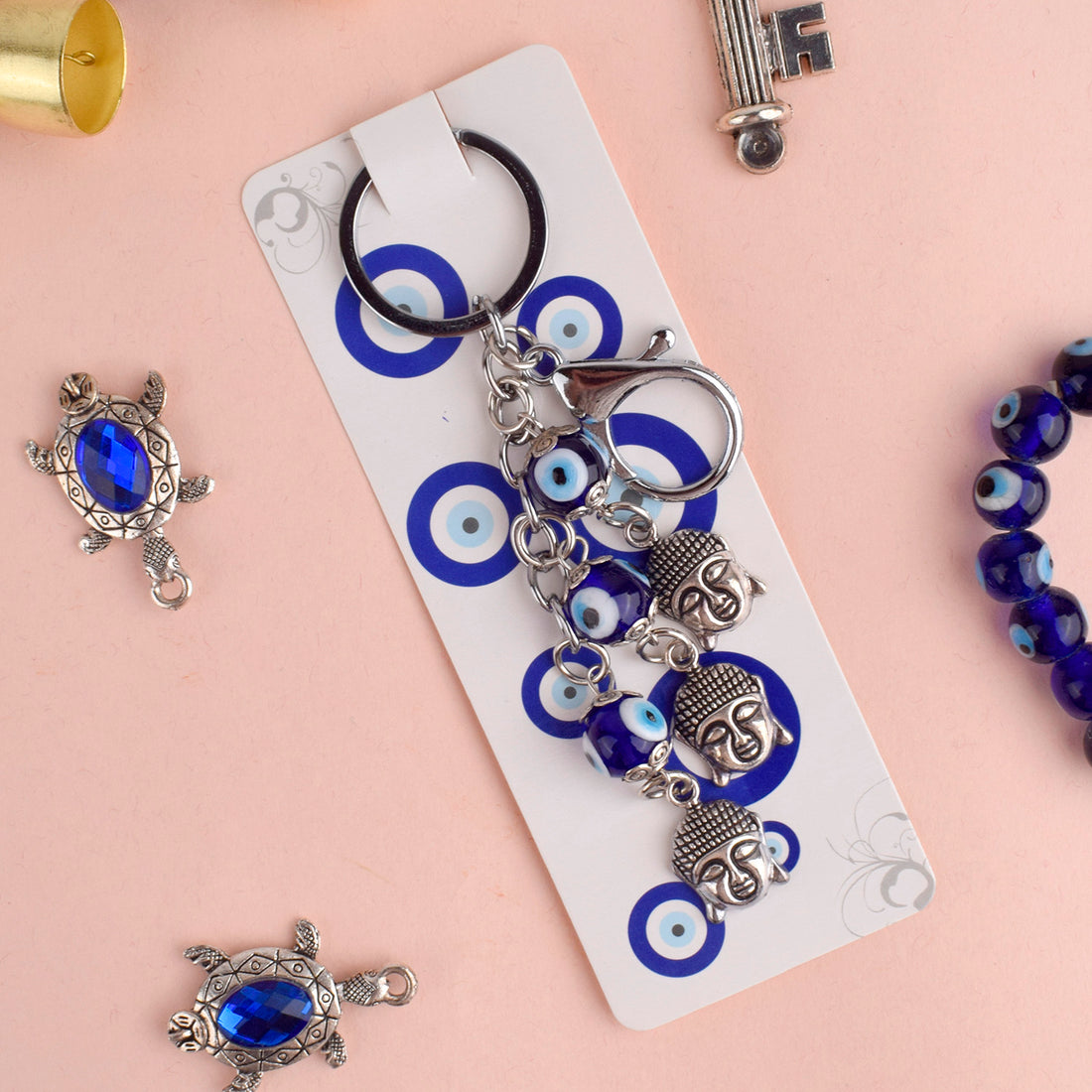 3 Tier Buddha Keychain with Evil Eye