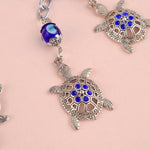 Evil Eye 2 Tier Turtle Metal Keychain - Feng Shui Good Luck Charm