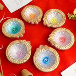 Crafted Light Stunning Clay Diyas for Diwali Celebrations Set of 6