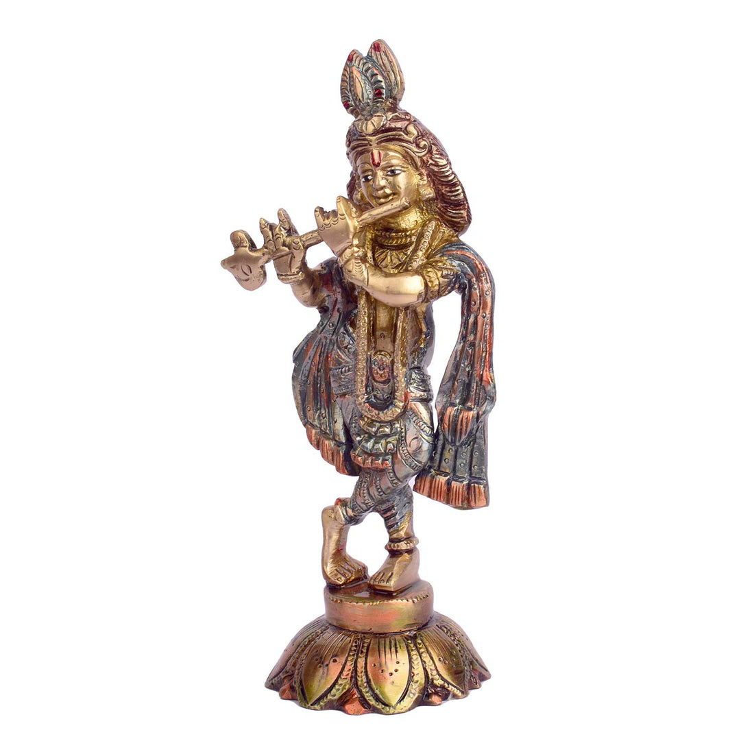 7.5 Inch Lord Krishna Brass Idol | Kanha Brass Murti