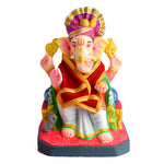 Red Velvet Ganpati Idol Patka with Traditional Gold Border