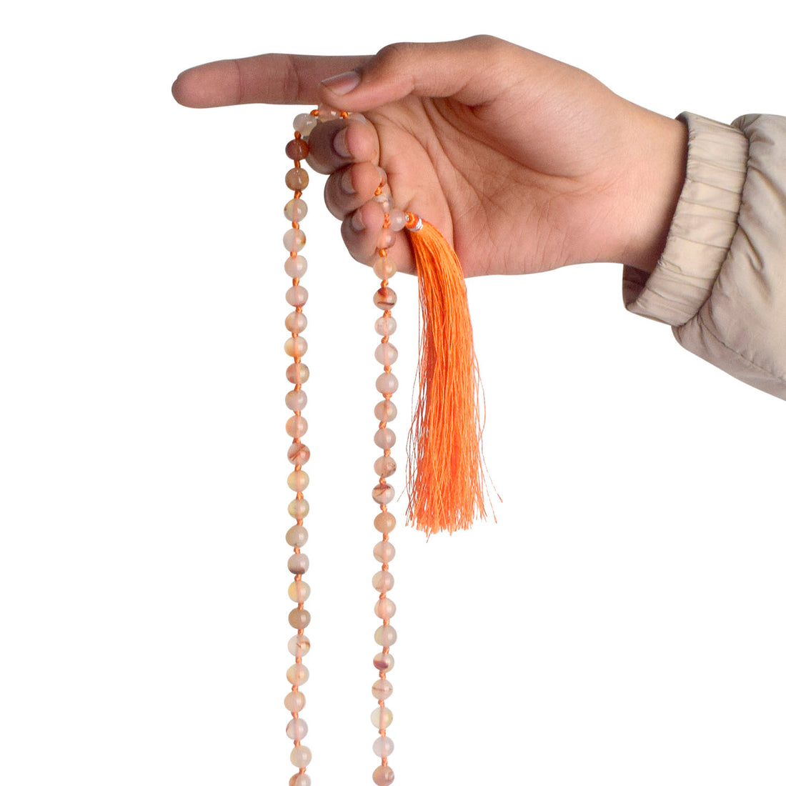 Premium Hakik Jap Mala aventurine Crystal Peach