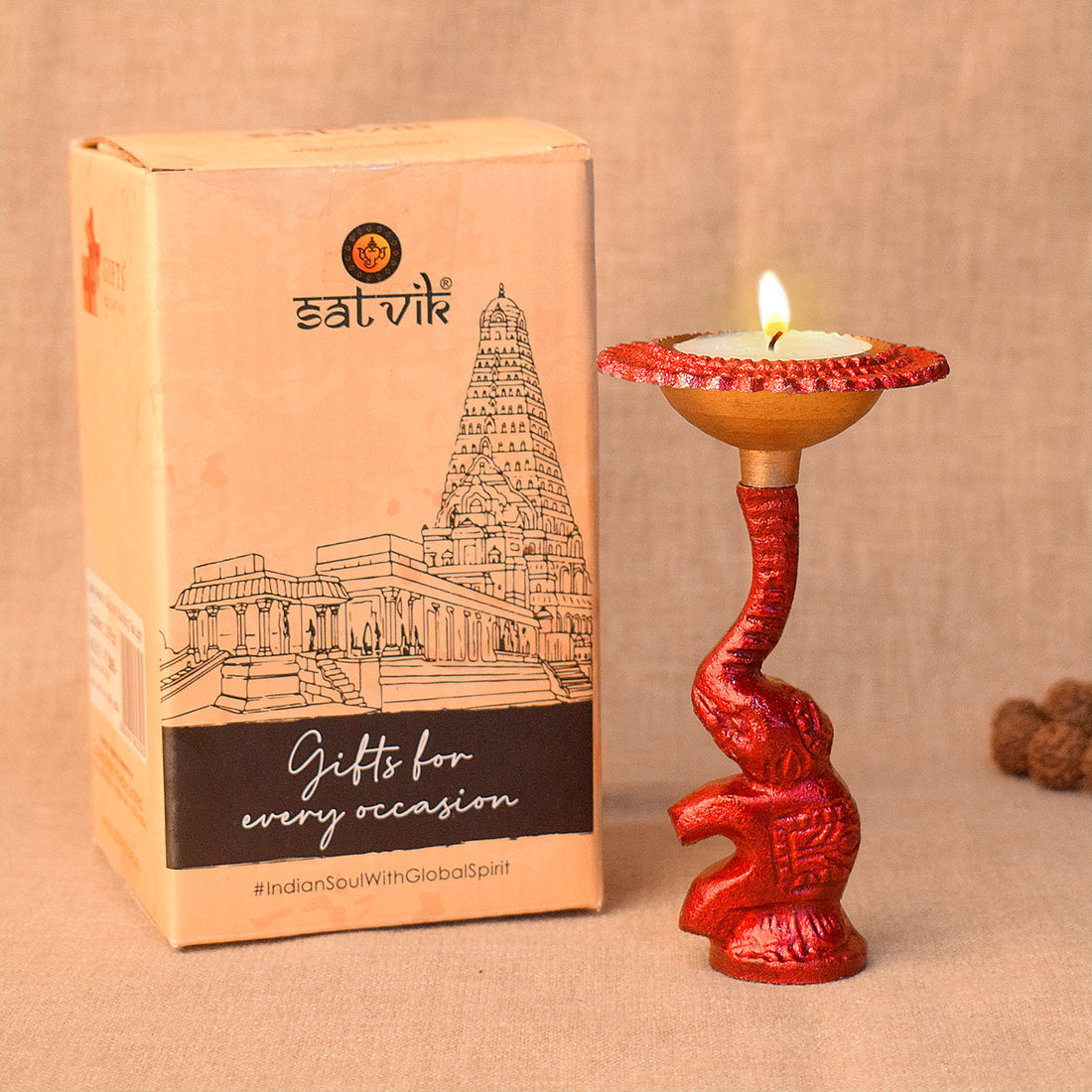 Multicolor Elephant Diya Metal Table Dia Laxmi Candle Tea Light Holder (Pack of 2)