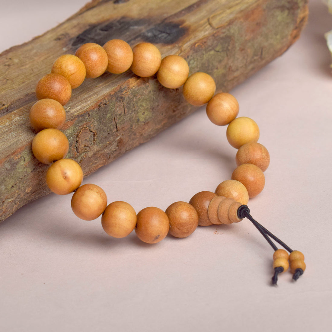 100% Original 10mm White Chandan Bracelet for Peace & Inner Calm