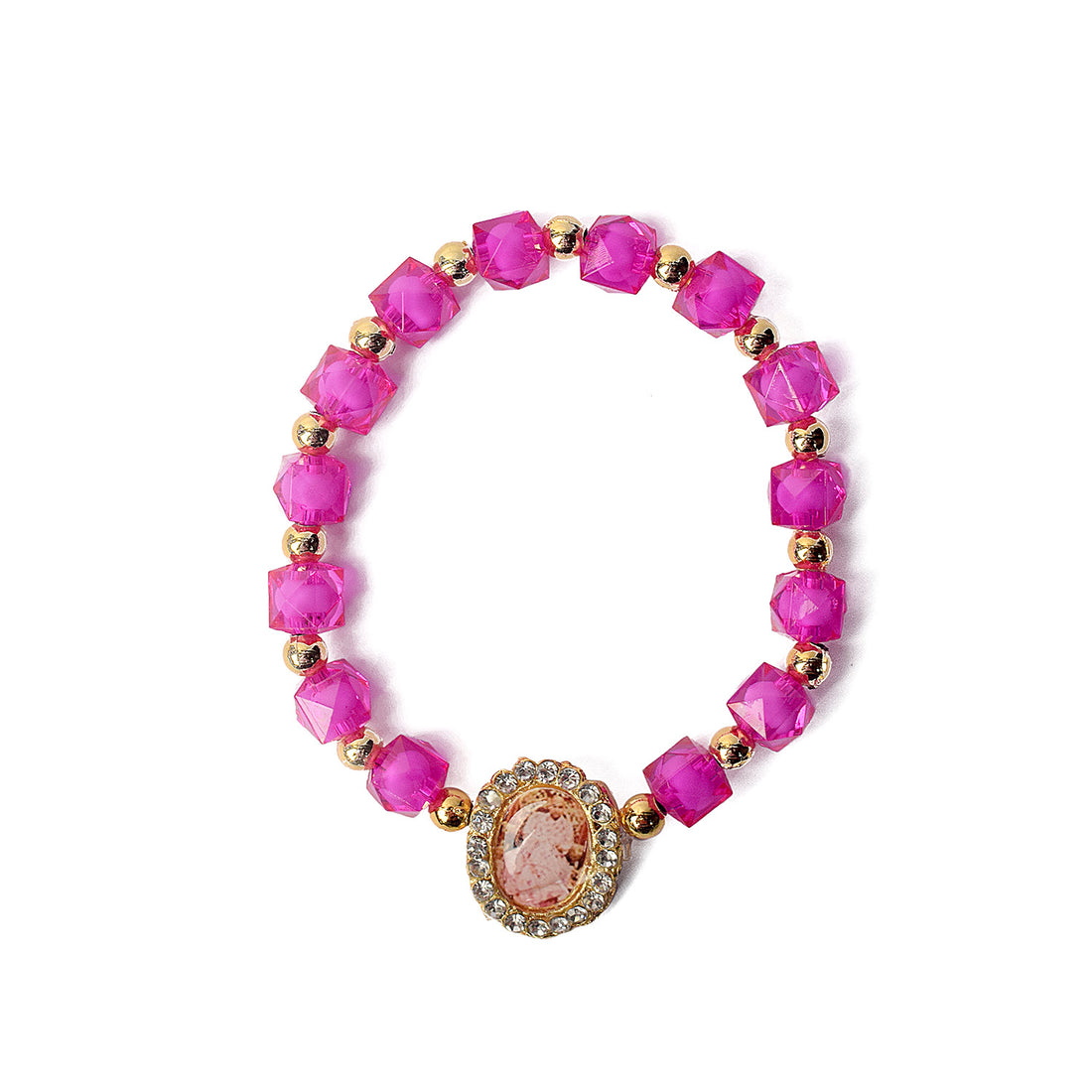 Pink Pearl Bracelet with Jai Guruji Swaroop Handmade Bracelets for Men and Women