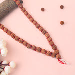5 Mukhi Rudraksha Kantha Mala with 54 Beads Velvet Thread