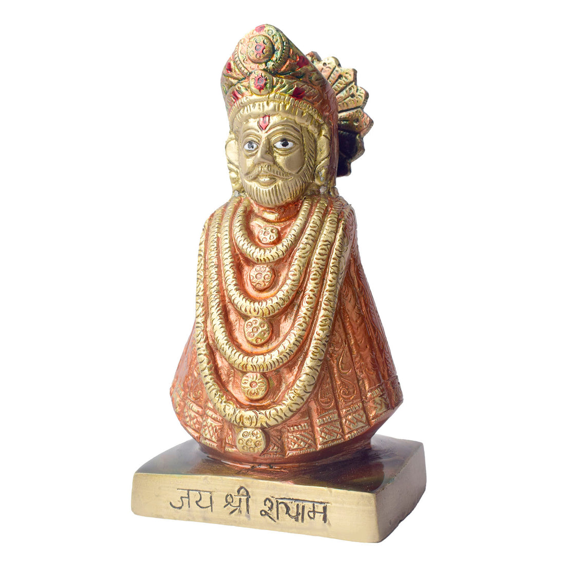 This 6.3-inch Khatu Shyam idol is a symbol of divine grace, devotion, and spiritual protection. Crafted with exquisite detail, it beautifully captures the serene expression of Lord Khatu Shyam, a revered deity known for bestowing blessings of prosperity, health, and happiness upon his devotees.