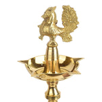 11 Inch 1 Step Embossed Peacock Kerala Stand Diya