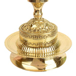14 Inch Embossed Peacock Kerala Stand – 1 Step Brass Deepam