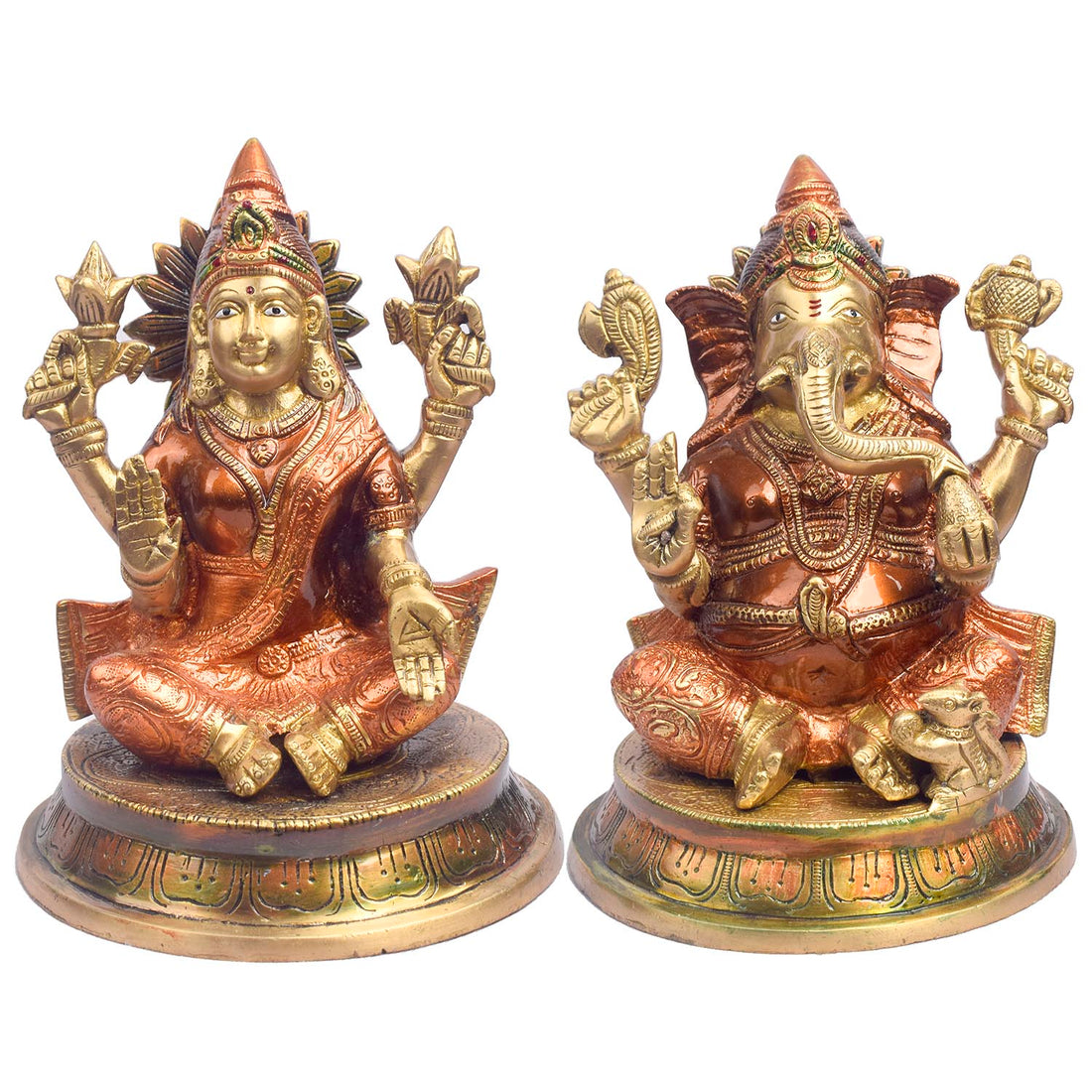 8.5 Inch Handcrafted Laxmi Ganesh Statue in Brass