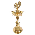 14 Inch Embossed Peacock Kerala Stand – 1 Step Brass Deepam