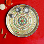 Stainless Serenity - Elegant Printed Pooja Aarti Thali Set