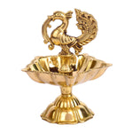 3–3.5 Inch Peacock Brass Diya (Small)– Elegant Brass Oil Lamp