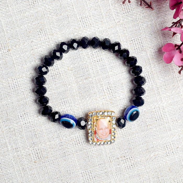 Black Evil Eye Beads Bracelet with Jai Guruji Swaroop for Men and Women