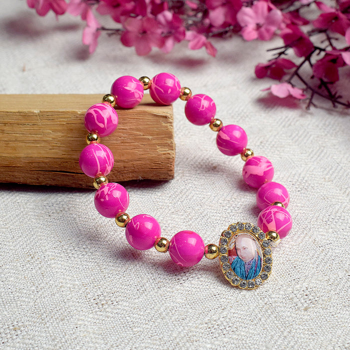 Round Pearl Bracelet with Jai Guruji Swaroop Handmade Bracelets for Men and Women