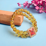 Brown Double Band Round Pearl Bracelet with Jai Guruji Swaroop Handmade Bracelets for Men and Women