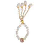 Elegant Guruji Swaroop Bracelet – White Pearls with Latkan