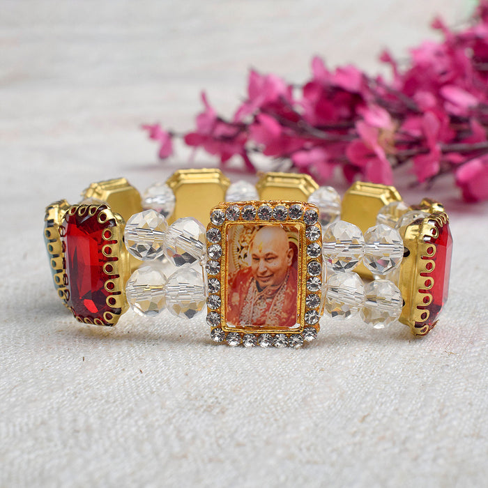 Crystal Elegance: Jai Guruji Handmade Bracelet