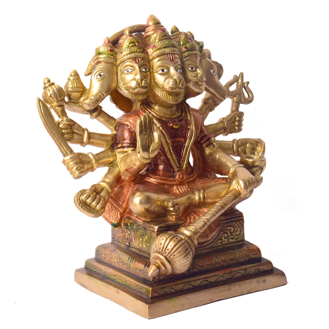 7.2 Inch Majestic Panchmukhi Hanuman Brass Idol