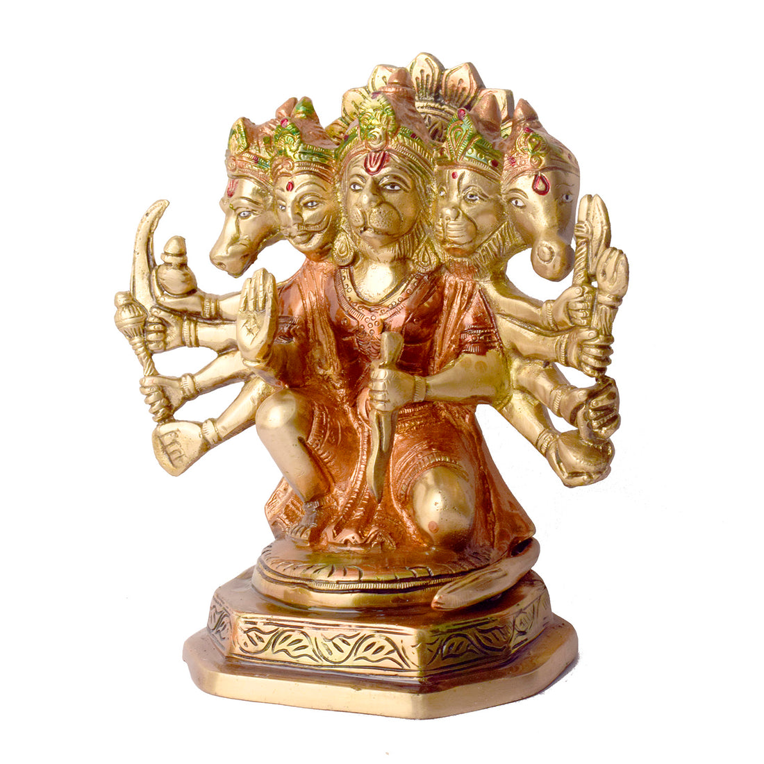 7.1 Inch Elegant Panchmukhi Hanuman Brass Statue