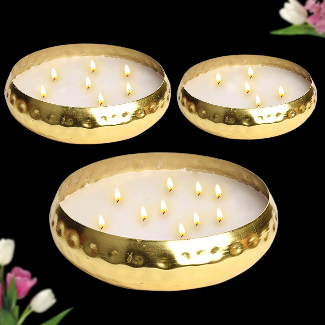 Decorative Brass Scented Candle Urli for Elegant Indian Decor