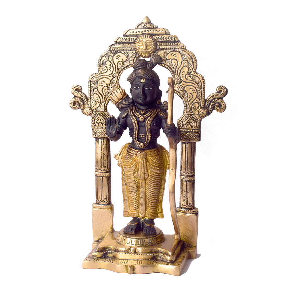 11.4 Inch Handcrafted Black Brass Ram Lala Statue for Worship and Decor