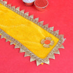 Premium Yellow Velvet Ganpati Patka with Gold Trim 15 Inch