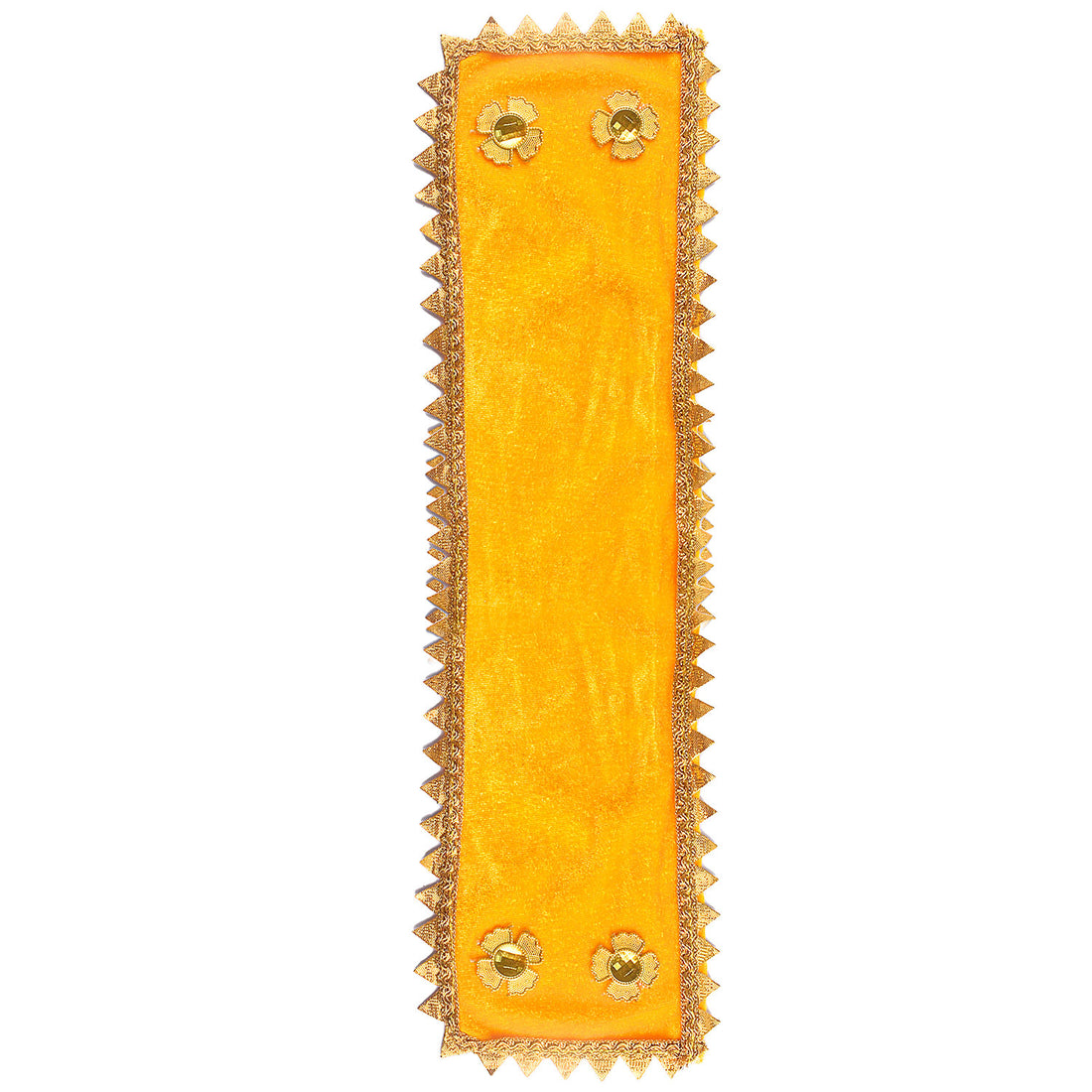 Yellow Velvet Ganpati Idol Patka with Zigzag Lace