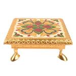Elegantly Crafted Wooden Chowki with Enchanting Meenakari and Floral Embellishments